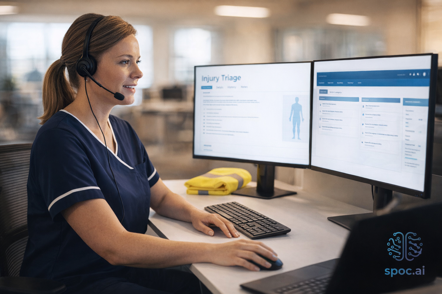 spoc.ai clinician providing remote injury triage support